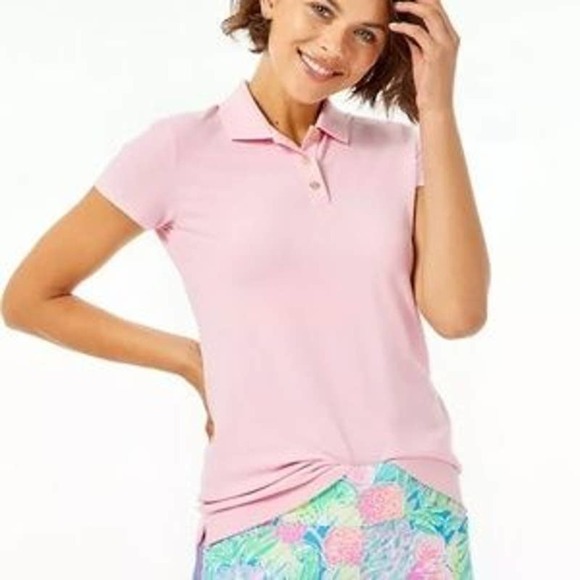 Lilly Pulitzer Meredith Luxletic Polo Shirt Size XS Collared Short Sleeve Pink - Picture 1 of 7